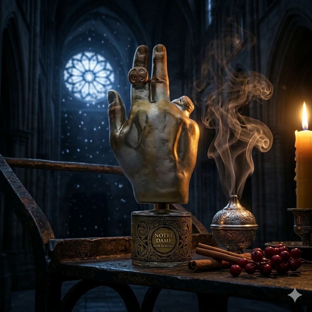 Frasco artístico de Filippo Sorcinelli Notre Dame Notte di Natale en una catedral, estilo Casa Flores.